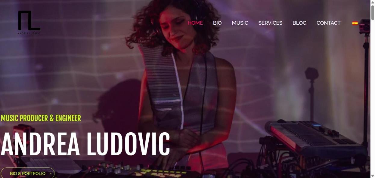Andrea Ludovic website homepage, music producer and engineer
