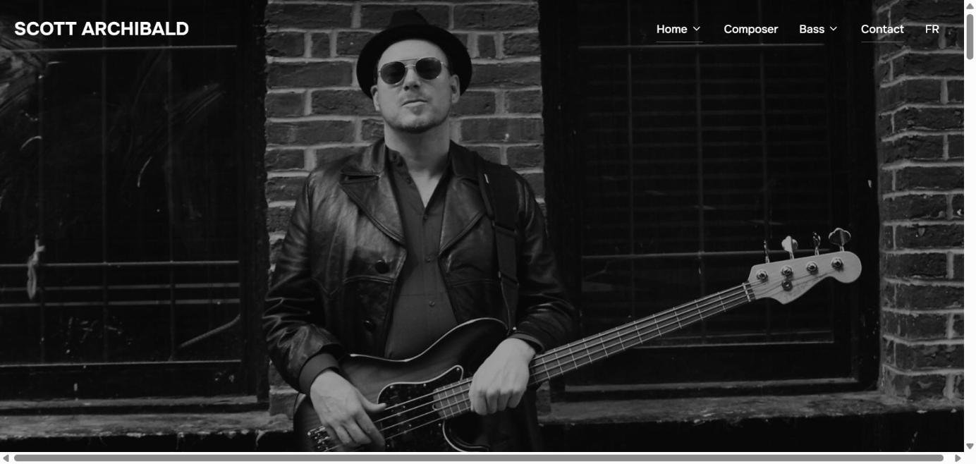 Scott Archibald Music website homepage, professional bassist in Montréal